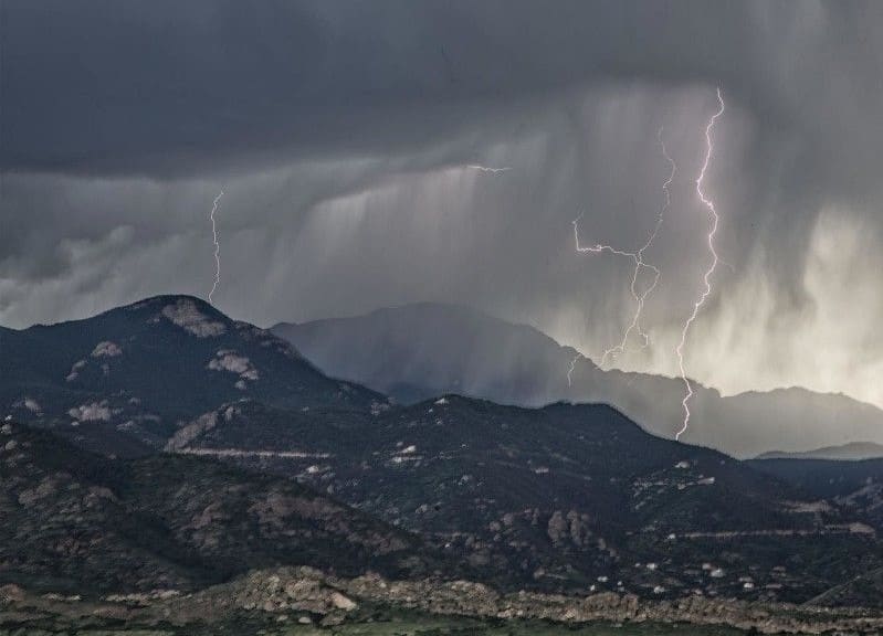 Ominous storm over mountains